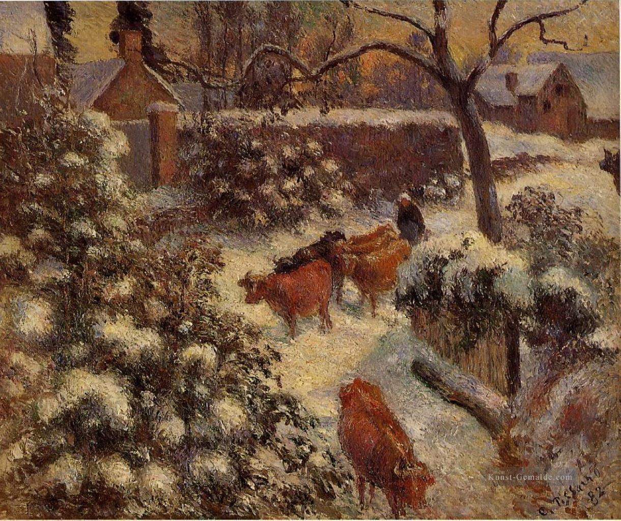 Schnee Effekt in Montfoucault 1882 Camille Pissarro Ölgemälde